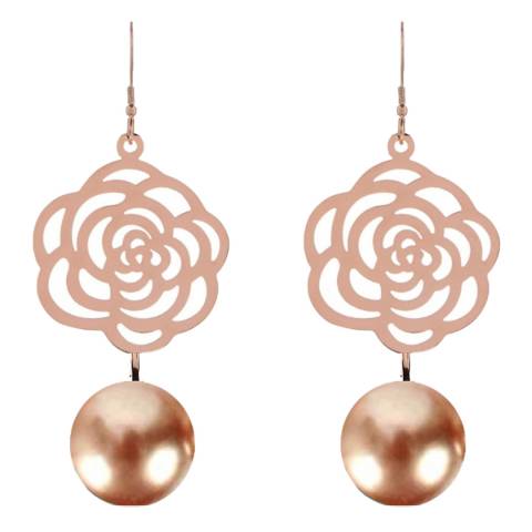 Liv Oliver 18K Rose Gold & Champagne Pearl Drop Earrings