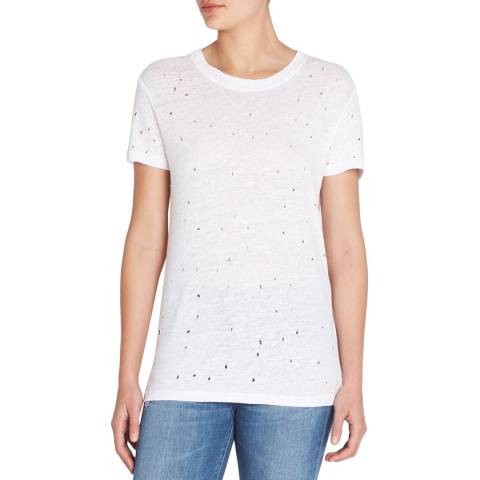 IRO White Distressed Clay Linen T-Shirt
