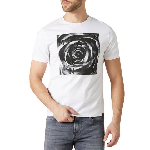 7 For All Mankind White Graphic Rose T-Shirt