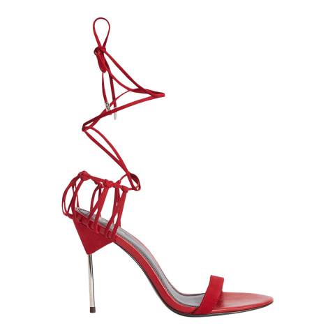 Reiss Red Zhane Strappy Leather Heels
