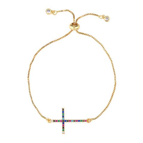 Chloe Collection by Liv Oliver 18K Gold Plated Multi Cross Adjustable Bracelet