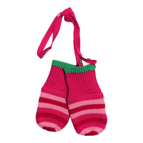 Toby Tiger Pink & Green Stripe Knitted Mittens
