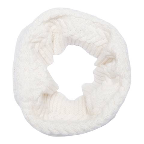 Laycuna London White Cashmere Cable Knit Snood
