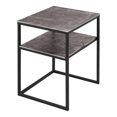 Hill Interiors Farrah Collection Silver Side Table with Shelf