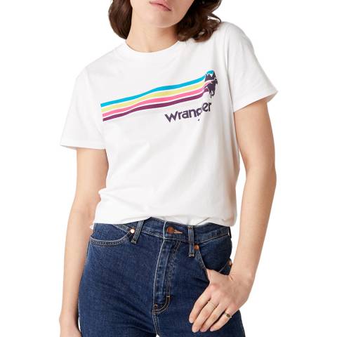 Wrangler White Rainbow Graphic Cotton T-Shirt