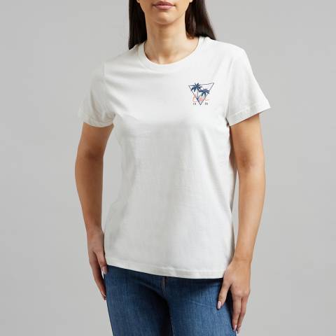 Lee Jeans Off White Graphic Cotton T-Shirt