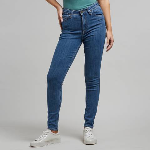 Lee Jeans Mid Blue Ivy High Rise Skinny Stretch Jeans