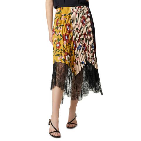 French Connection Multi Drape Lace Print Skirt