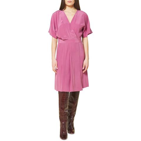STEFANEL Pink Wrap Over Silk Dress