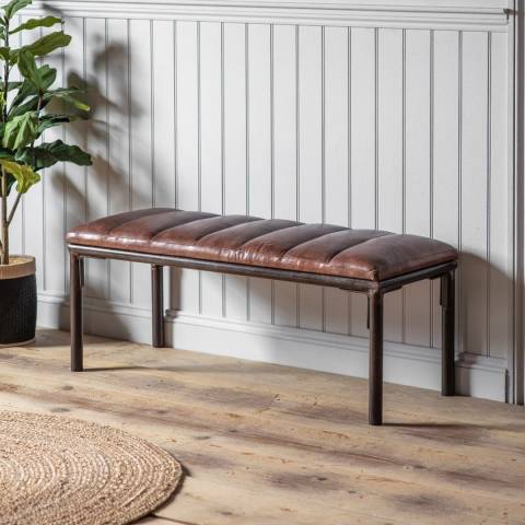 Gallery Living Tiverton Brown Leather Bench