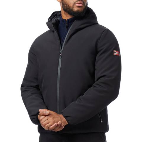 Geographical Norway Black Hooded Puffer Jacket