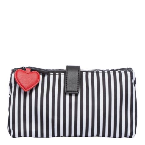 Lulu Guinness Black Chalk Red Heart & Stripe Double Makeup Bag