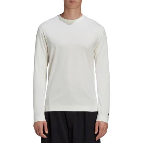 adidas Y-3 Unisex White Logo Long Sleeves T-Shirt