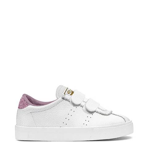 Superga White/Rose 2843 Glitter Club Strap Sneakers