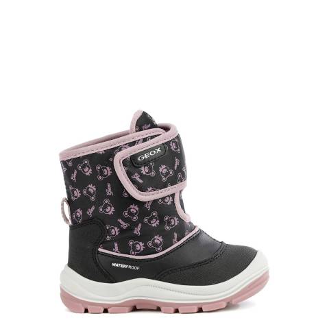 Geox Girl's Black/Dark Pink Flanfil Waterproof Snow Boots