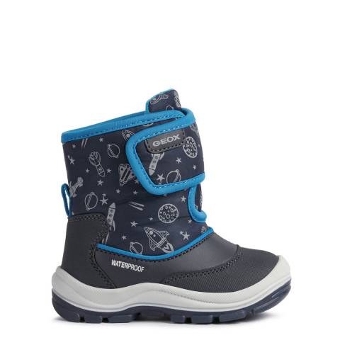 Geox Boy's Navy/Royal Blue Flanfil Waterproof Snow Boots