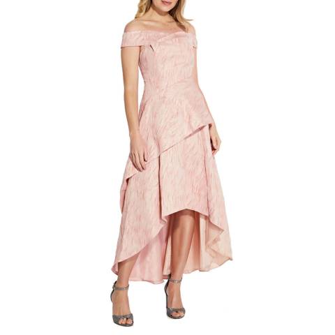 Adrianna Papell Pale Pink Jacquard Draped Dress