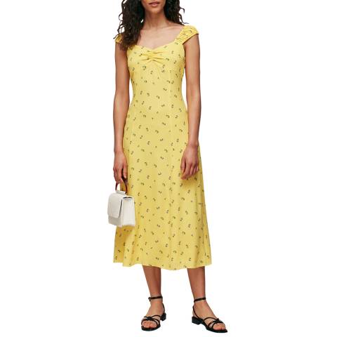 WHISTLES Yellow/Multi Forget Me Not Print Dress