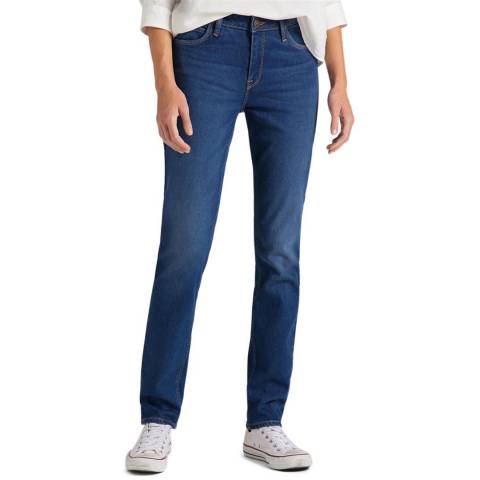 Lee Jeans Mid Blue Elly Straight Leg Cotton Jeans