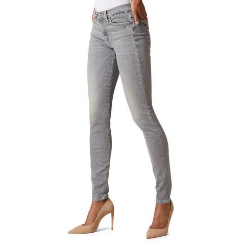 7 For All Mankind Grey The Skinny Crop Slim Illusion Stretch Jeans