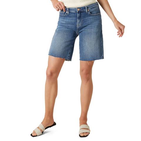 7 For All Mankind Mid Blue Easy Stretch Short