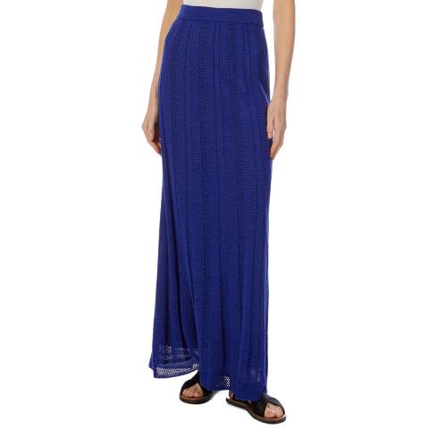 M Missoni Blue Wool Blend Woven Maxi Skirt