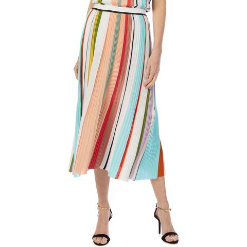 Missoni Multi Stripe Cotton Pleated Midi Skirt