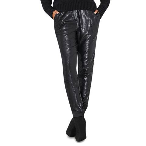Mint Velvet Black Sequined Jogger Trousers