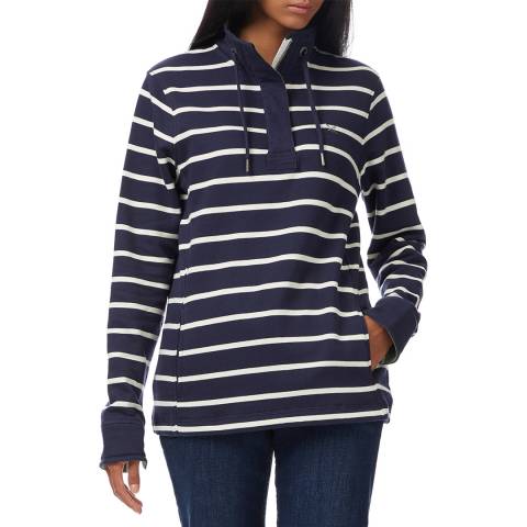 Crew Clothing Navy Cotton Toggle Striped Sweatshirt