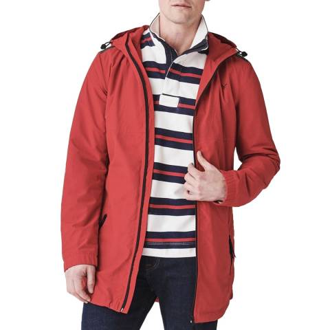 Crew Clothing Red Cotton Blend Hooded Jacket 
