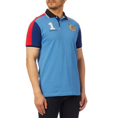 Hackett London Blue GB Crest Polo Shirt