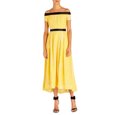 Amanda Wakeley Bright Yellow Bardot Silk/Cotton Midi Dress