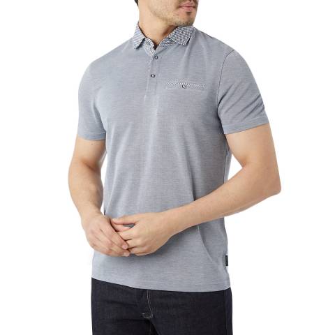 Ted Baker Navy Jumbo Oxford Soft Touch Polo Top