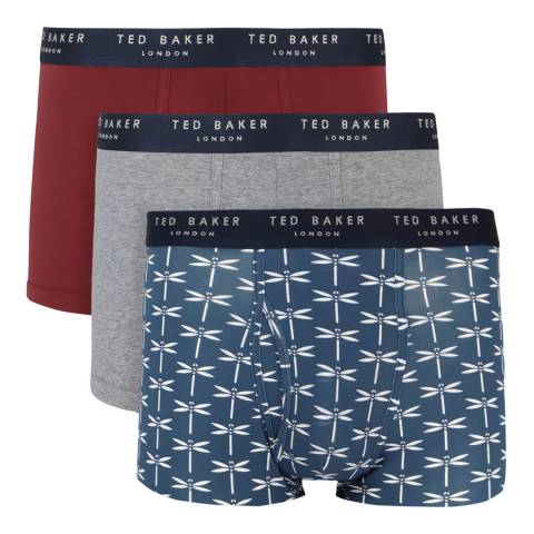 Ted Baker Insignia Blue Maide/Heather Grey/Cordovan 3-Pack Cotton Fashion Trunk