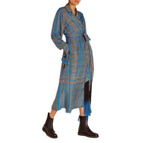 Amanda Wakeley Blue Textured Stripe Silk Dress