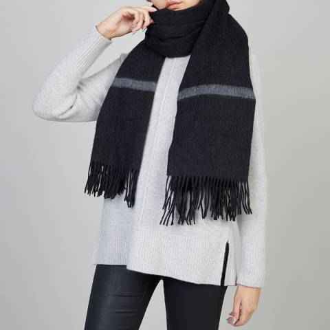 N°· Eleven Charcoal/Grey Cashmere Blend Woven Scarf