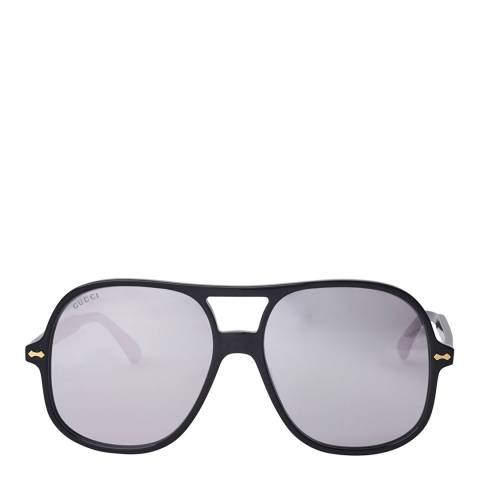Gucci Men's Black/Silver Sunglasses 58mm