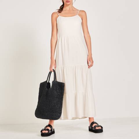 hush Off White Tiered Jersey Cami Dress