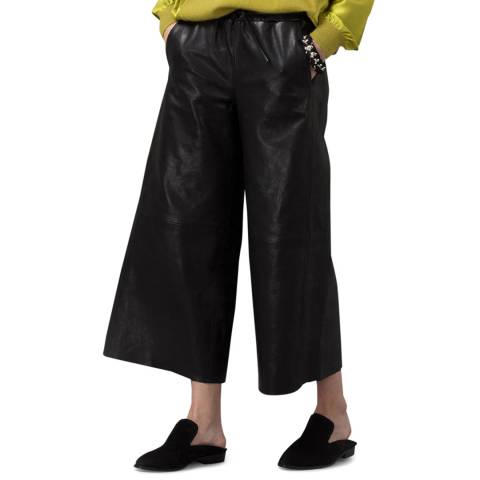 Amanda Wakeley Black Crop Leather Trousers