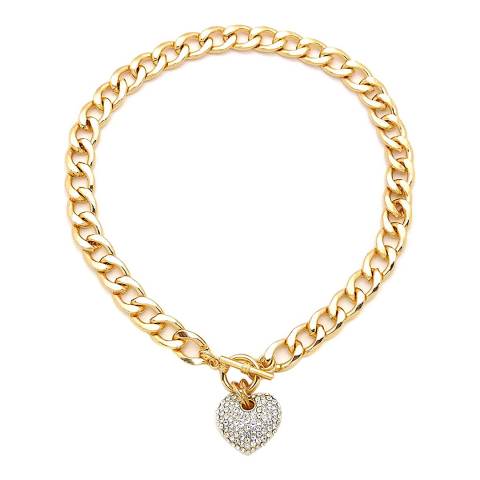 Liv Oliver 18K Gold Chain Link Heart Charm Necklace