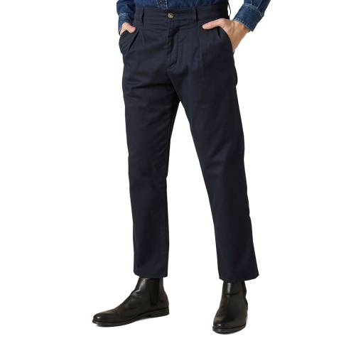 7 For All Mankind Navy Pleated Chinos