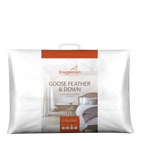 Snuggledown Goose Feather & Down Pair of Pillows, Medium/Firm