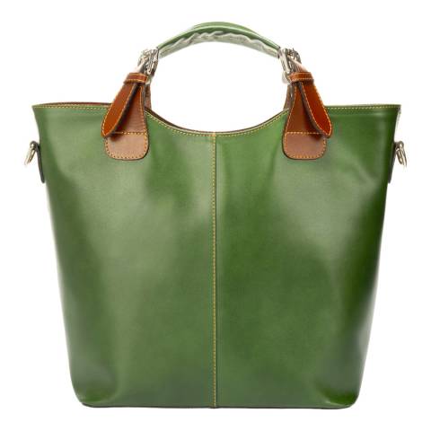 Massimo Castelli Green Leather Top Handle Bag 