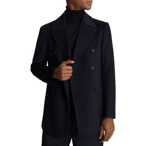 Reiss Navy Giovanni Wool Blend Peacoat