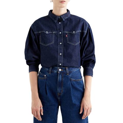 Levi's Blue Payton Western Cropped Shirt