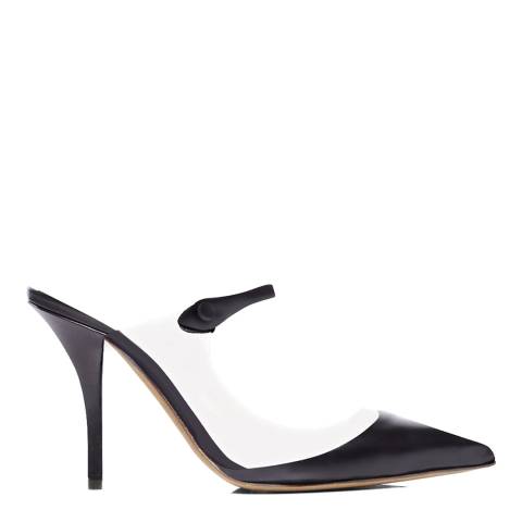 Tabitha Simmons Clear/Black Leather Allie Heeled Mules
