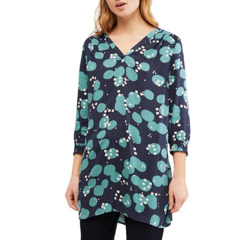 White Stuff Ink Navy Printed Louise Tunic Top 