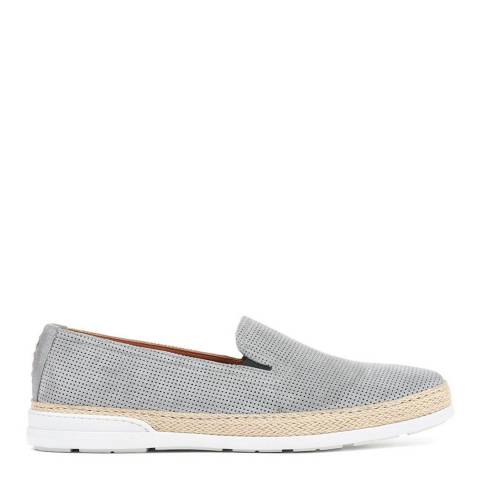 JONES BOOTMAKER Grey Seb Leather Casual Slip On Shoes