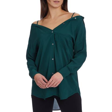 Theory Green Tamalee Silk Shirt