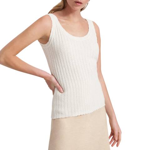 Theory White Boucle Silk Blend Top